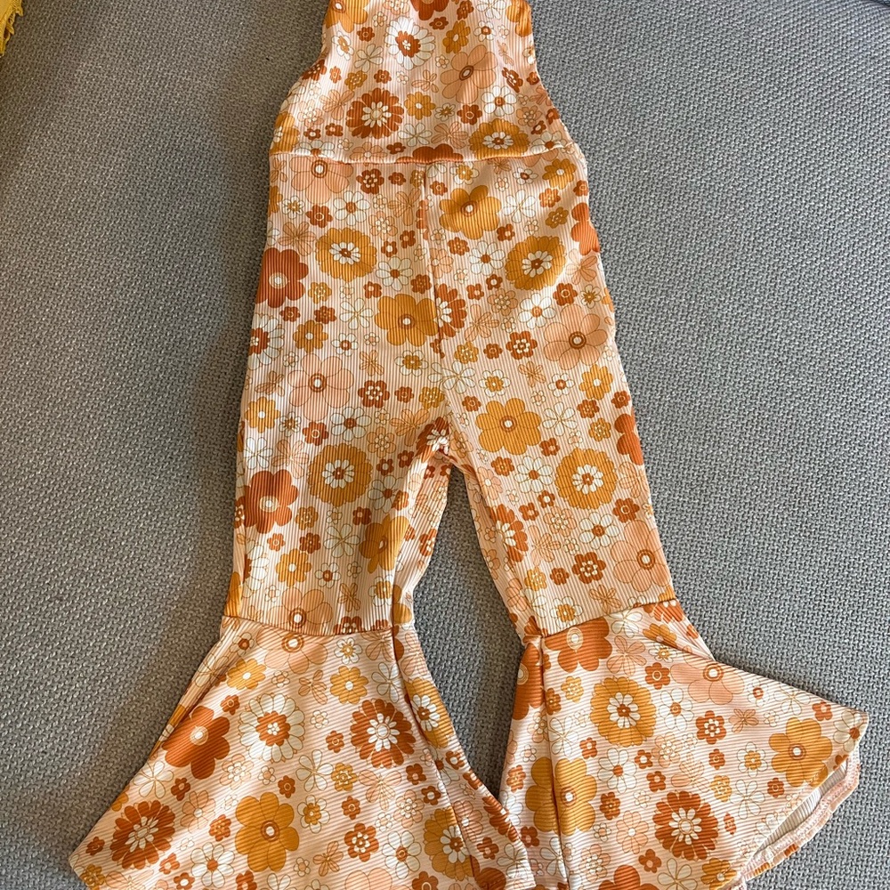 Floral belled bottom jumper - Orange and White 12-18mo